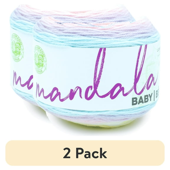 (2 pack) Lion Brand Yarn Mandala Baby Diagon Alley Self-Striping Light Acrylic Multi-Color Baby Yarn