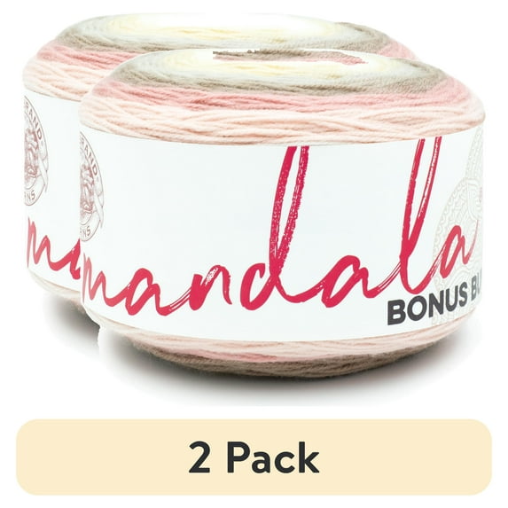 (2 pack) Lion Brand Yarn Mandala Bonus Bundle Meowth 125-249E Acrylic Light DK 1181yd 10.5oz Yarn