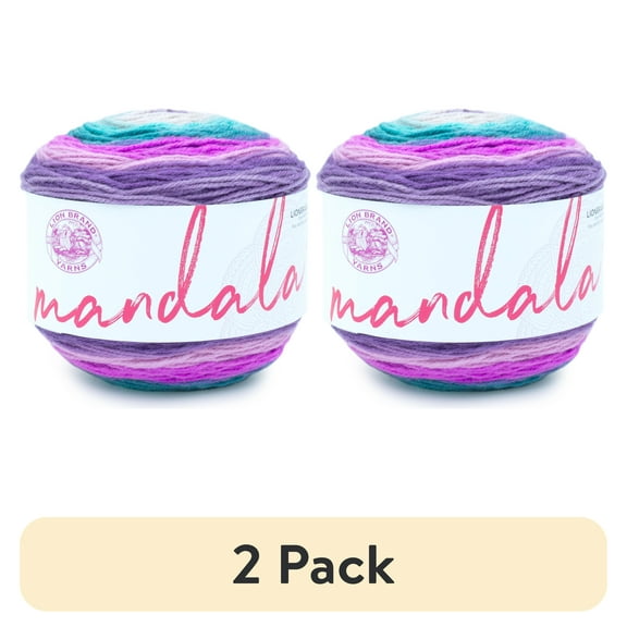 (2 pack) Lion Brand Yarn Mandala Mothra Self-Striping Light Acrylic Multi-color Yarn