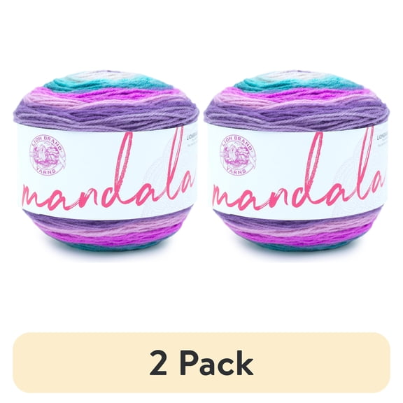 (2 pack) Lion Brand Yarn Mandala Mothra Self-Striping Light Acrylic Multi-color Yarn