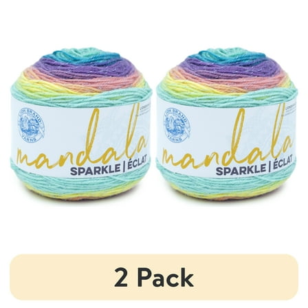 (2 pack) Lion Brand Yarn Mandala Sparkle Serpens Light Acrylic Self-Striping Multi-color Yarn