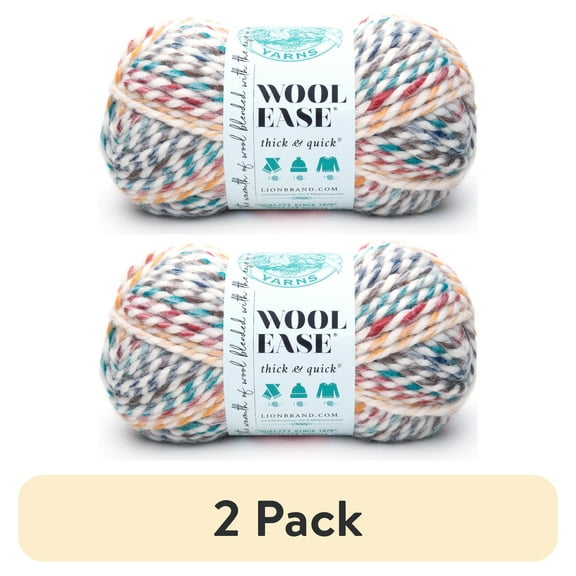 (2 pack) Lion Brand Yarn Wool-Ease Thick & Quick Hudson Bay Super Bulky Acrylic Wool Blend Yarn