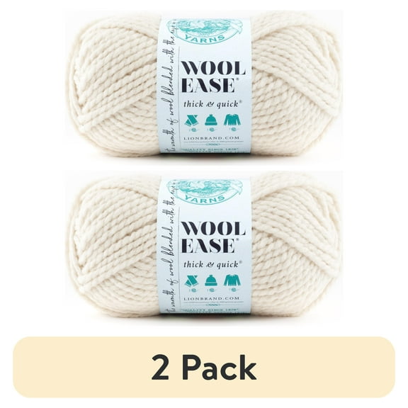 (2 pack) Lion Brand Yarn Wool-Ease Thick & Quick Fisherman Super Bulky Acrylic Wool Blend Yarn