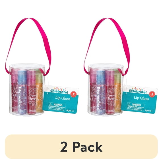 (2 pack) Assorted Color Lip Gloss Canisters Party Favors, 8 Pieces, by Way To Celebrate