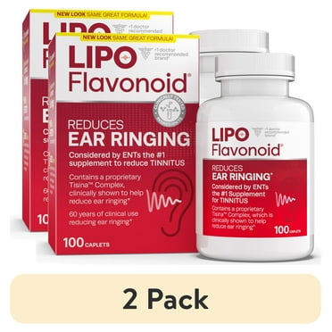 (2 pack) Lipo-Flavonoid Plus, Tinnitus Relief for Ear Ringing, Health Supplement, 100 Count