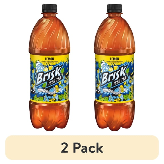 (2 pack) Lipton Brisk Lemon Iced Tea, Bottled Tea Drink, 1 Liter, Bottle