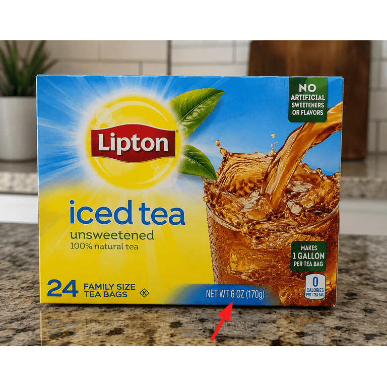 茶 Lipton 2 pack) Lipton Gallon-Sized Iced Unsweetened Tea, Tea Bags 24 oz