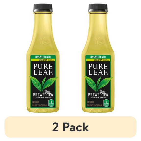 (2 pack) Lipton Pure Leaf Unsweetened Real Brewed Green Iced Tea, 18.5 fl oz Bottle