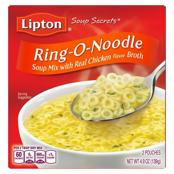 Lipton Soup Secrets Ring O Noodle Soup Mix with Real Chicken Broth 4.9 Oz