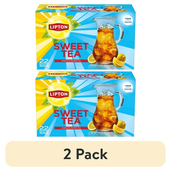 (2 pack) Lipton Family Sized Iced Sweet Black Tea, Caffeinated, Tea Bags 22 Count Box
