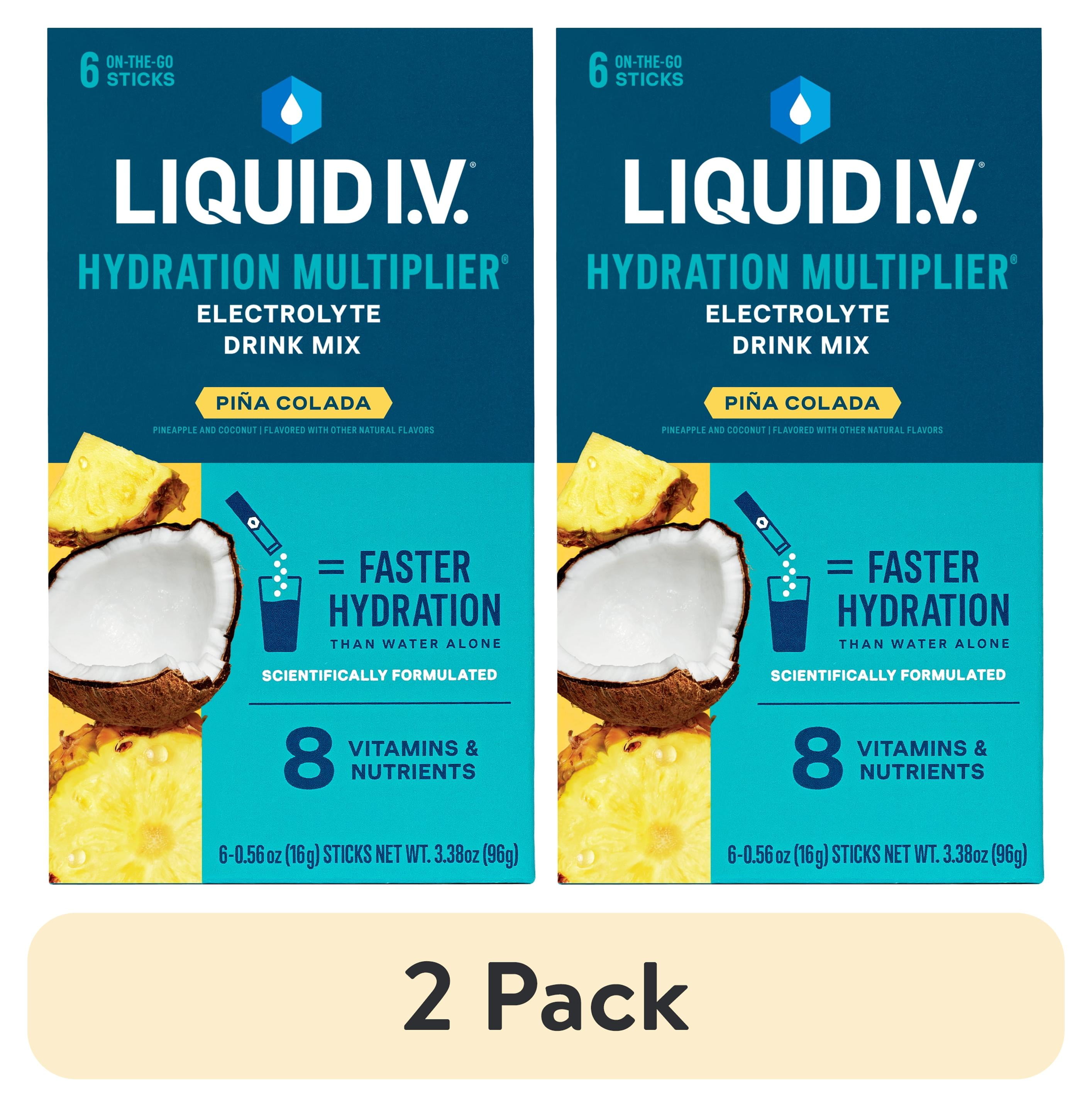 (2 pack) Liquid I.V. Pia Colada Hydration Multiplier Powdered Electrolyte Drink Mix, 6 Count Packets