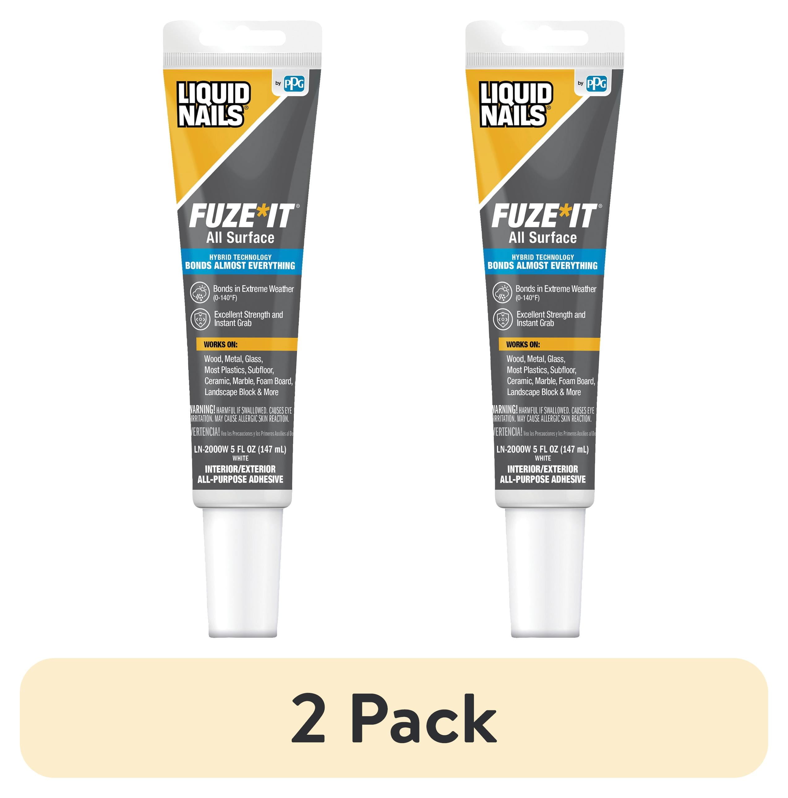 (2 pack) Liquid Nails Fuze*It All Surface Construction Adhesive (LN-2000W), 5 oz