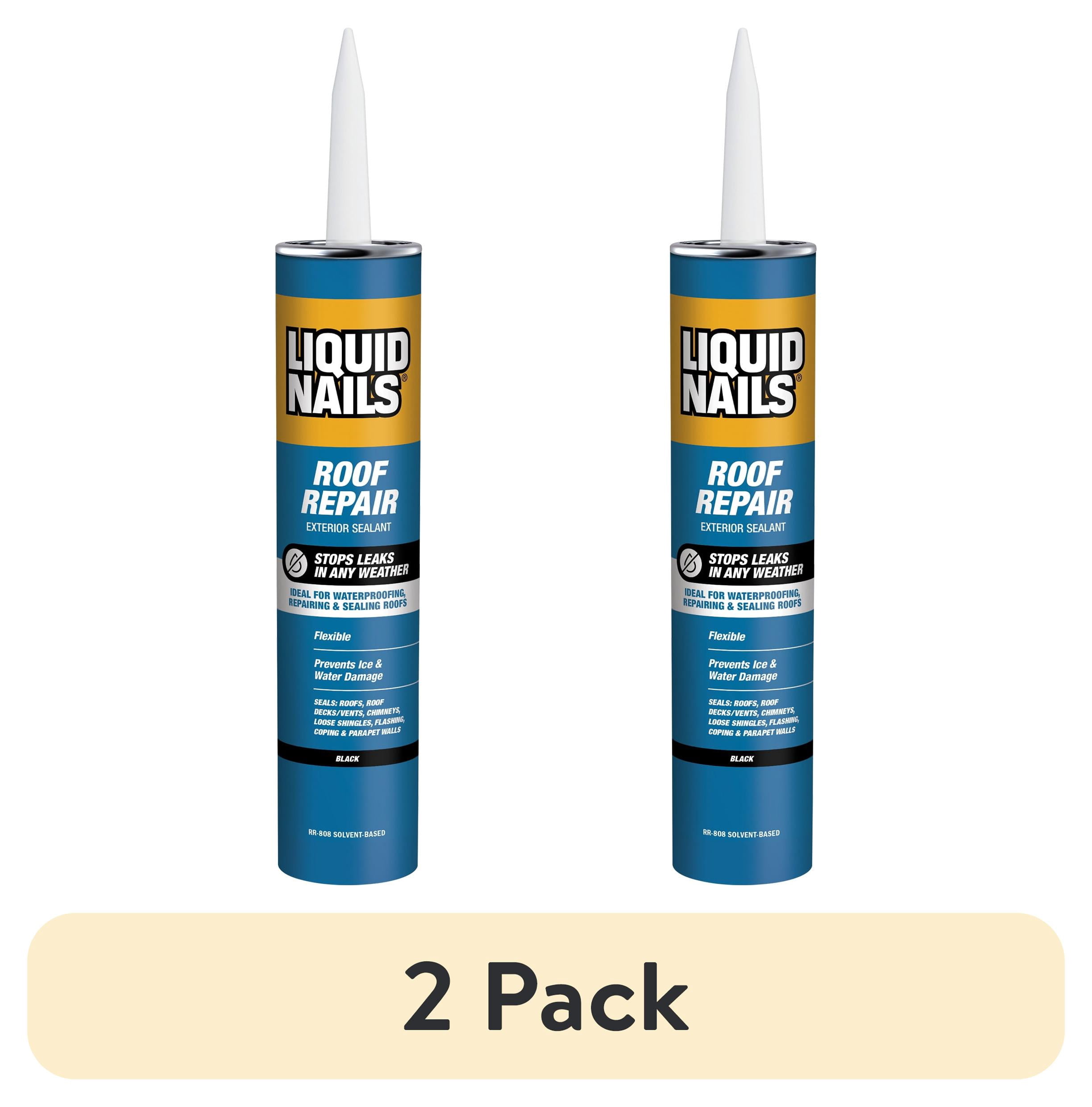 (2 pack) Liquid Nails Roof Repair 10.3 oz Black Exterior Waterproofing Roof Adhesive