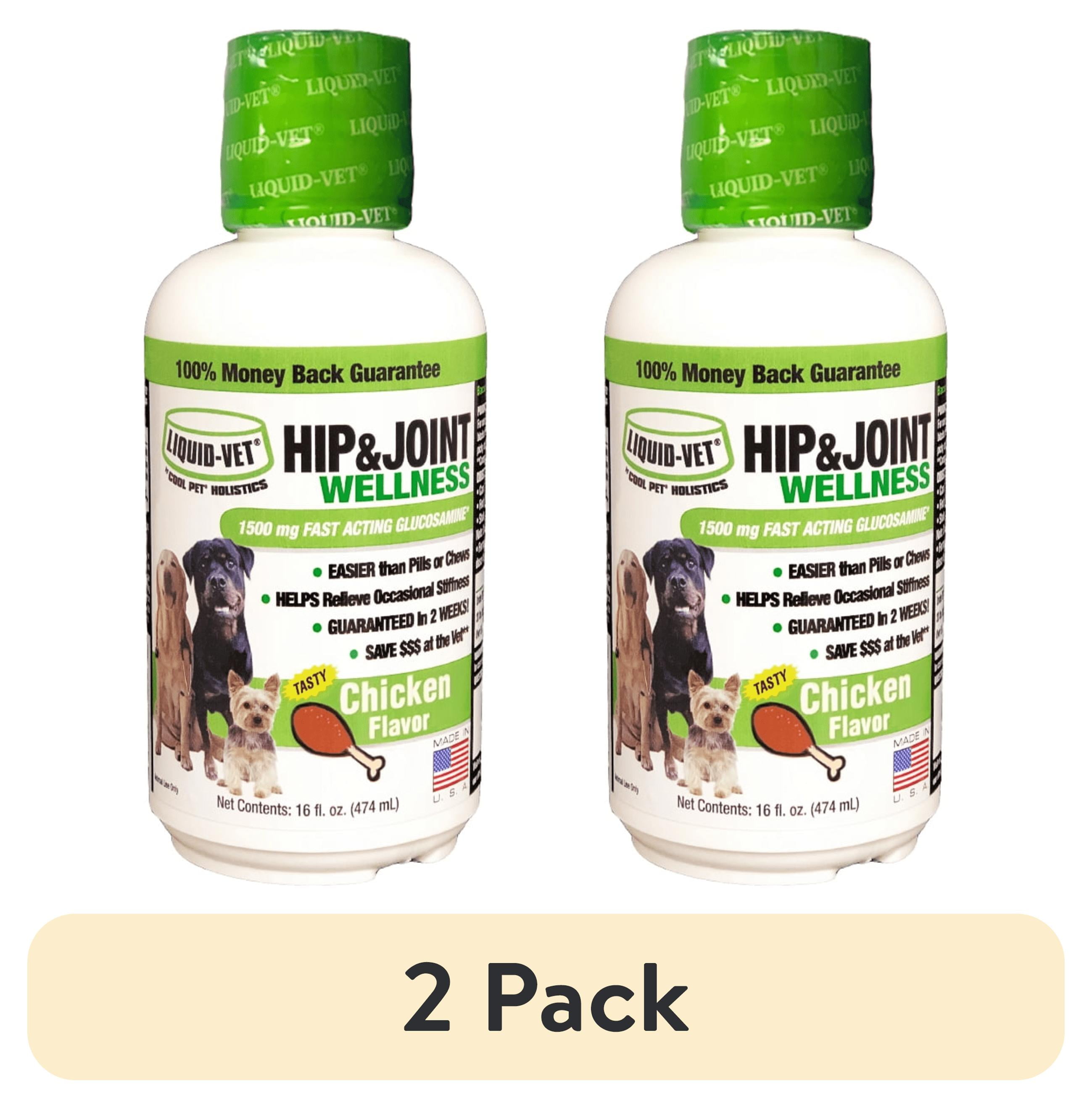 (2 pack) Liquid-Vet Hip & Joint Wellness Supplement for Dogs with Glucosamine, Chicken, 16 oz.