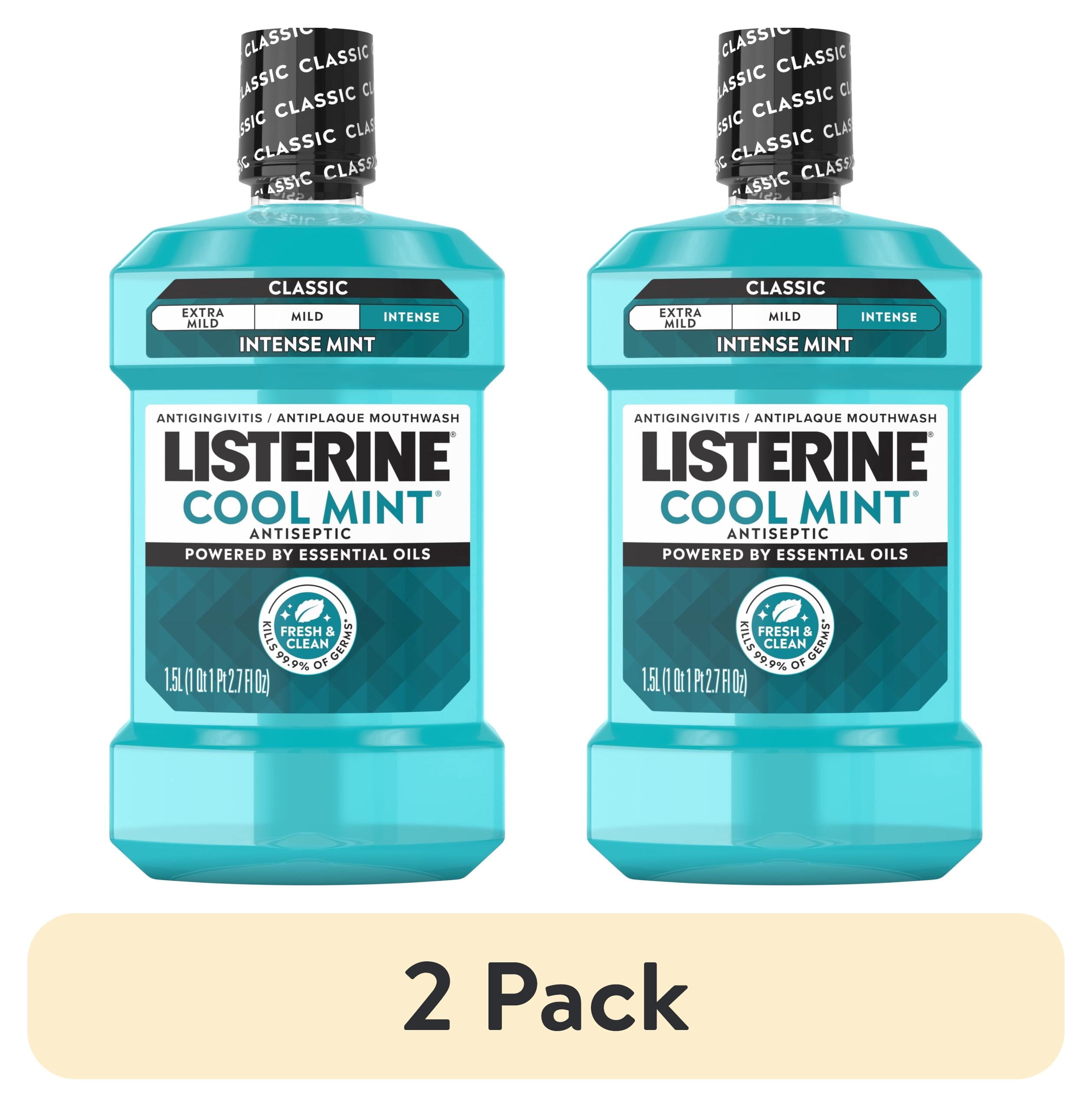 (2 pack) Listerine Cool Mint Intense Antiseptic Mouthwash, For Bad Breath & Plaque Oral Care, 1.5 L