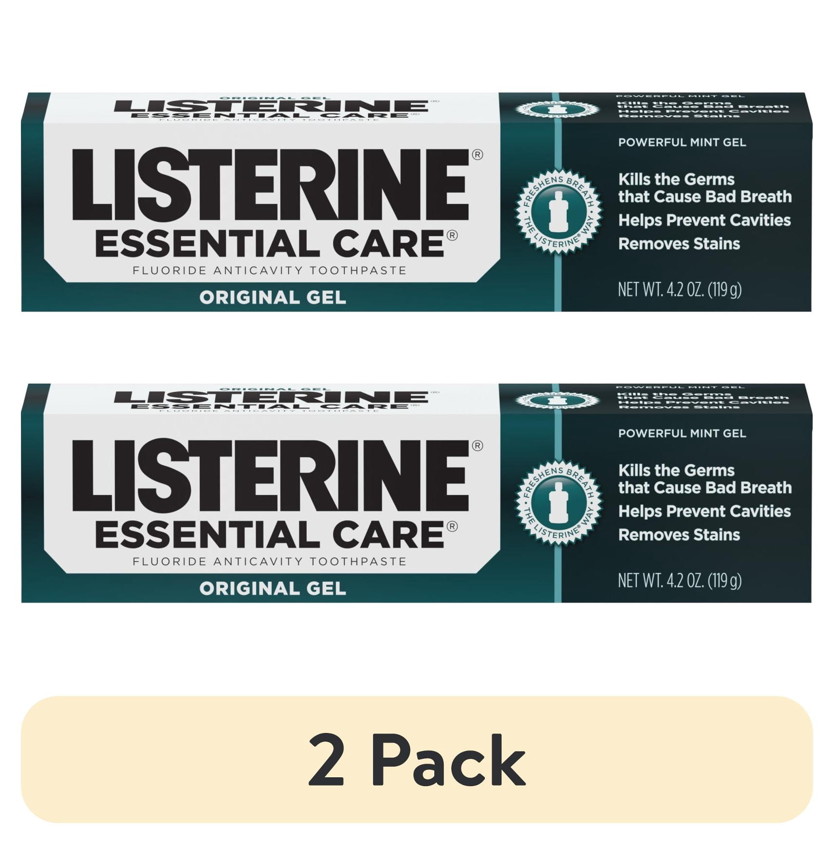 (2 pack) Listerine Essential Care Original Gel Fluoride Mint Toothpaste Oral Care, 4.2 oz