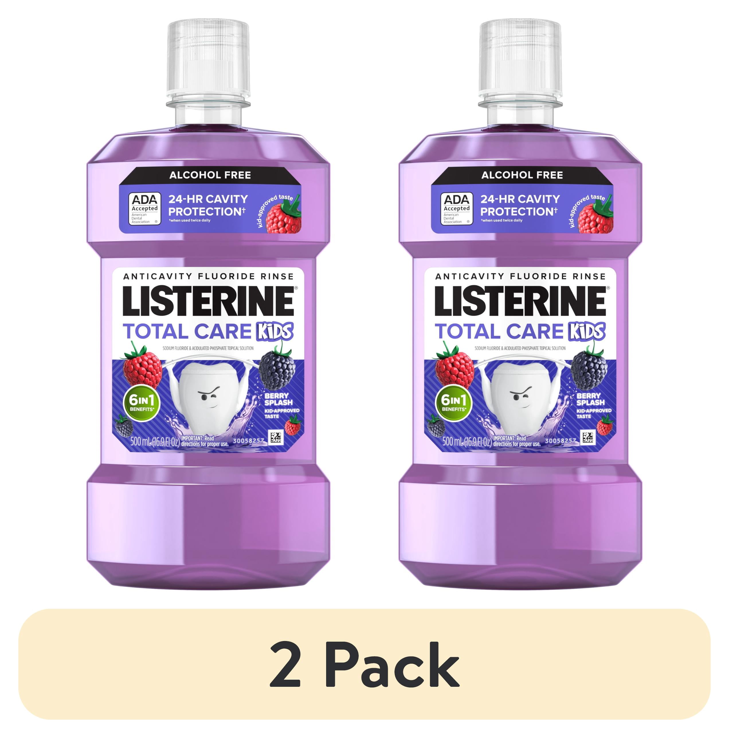 (2 pack) Listerine Total Care Kids Alcohol-Free Anticavity Mouthwash, Berry Splash, 500 mL