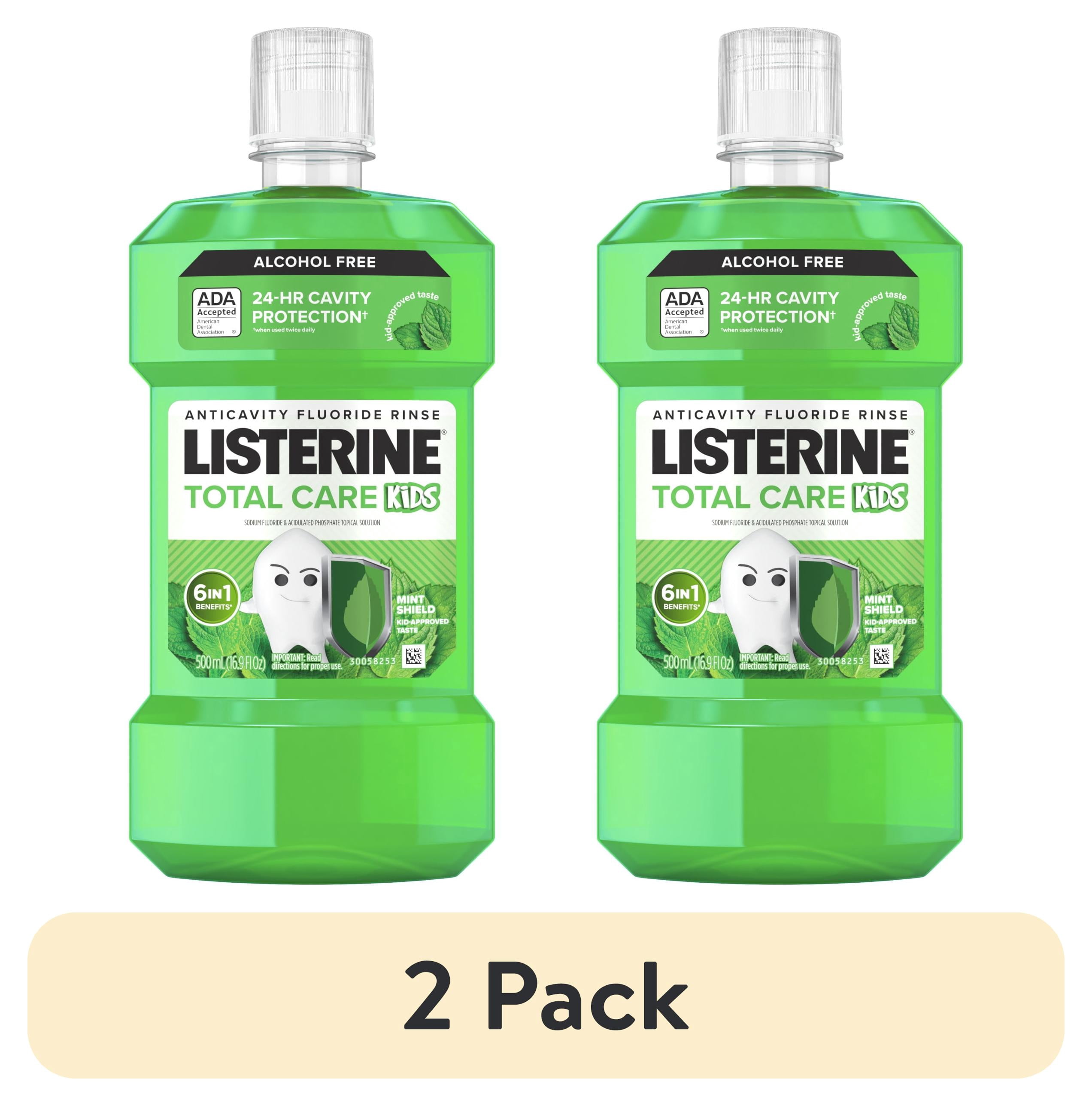 (2 pack) Listerine Total Care Kids Alcohol-Free Anticavity Fluoride Mouthwash, Mint Shield, 500 mL