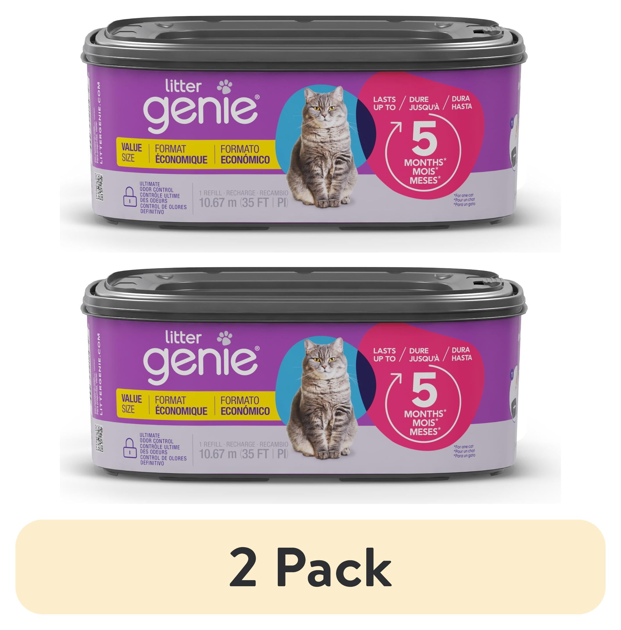 (2 pack) Litter Genie Cat Litter Disposal Jumbo refill, Value Pack, lasts up to 5 months, 35ft