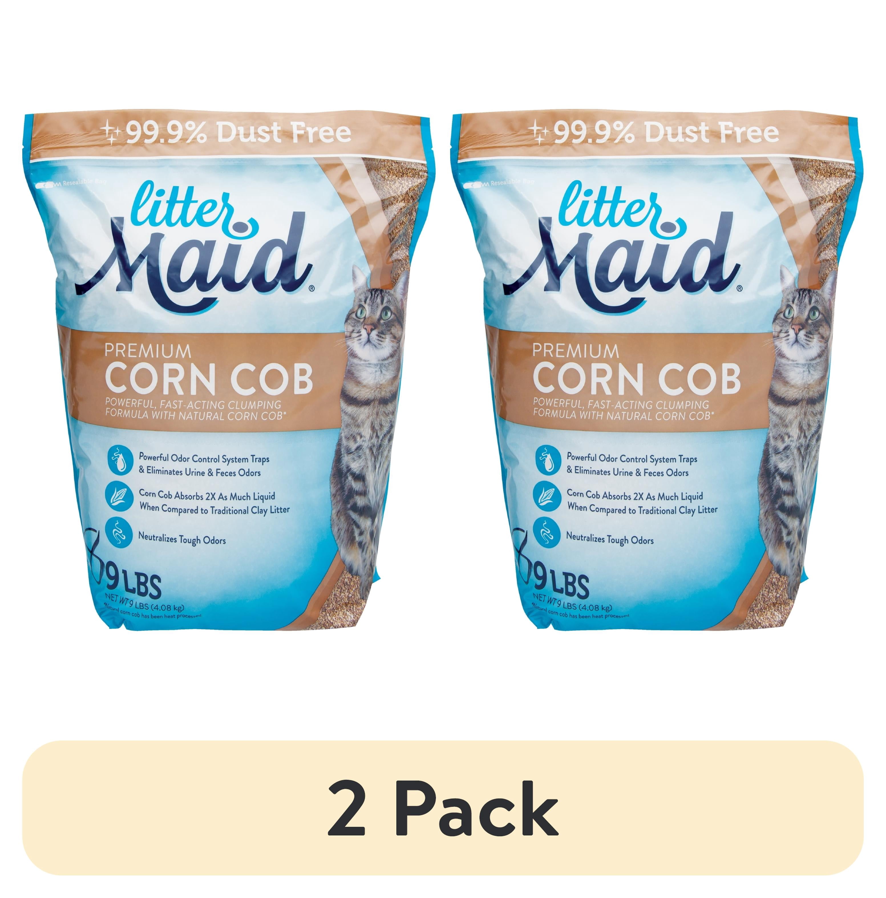 (2 pack) LitterMaid Premium Corn Cob Litter Clumping Formula, Dust Free, 9 lb.