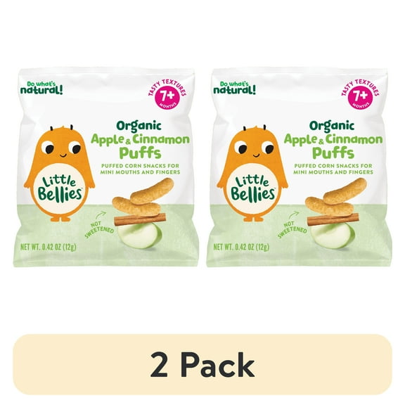 (2 pack) Little Bellies Organic Apple & Cinnamon Puffs Snack, 0.42 oz Bag