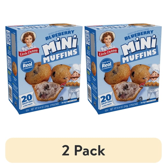 (2 pack) Little Debbie Blueberry Mini Muffins, 8.44 oz (5 Count)