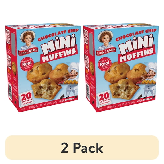 (2 pack) Little Debbie Chocolate Chip Mini Muffins, 8.44 oz (5 Count)