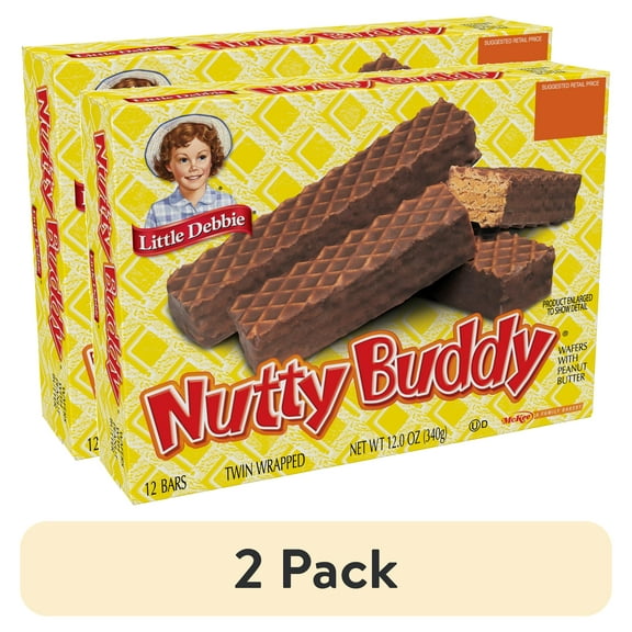 (2 pack) Little Debbie Nutty Buddy Wafer Bar, 12 oz (12 count)