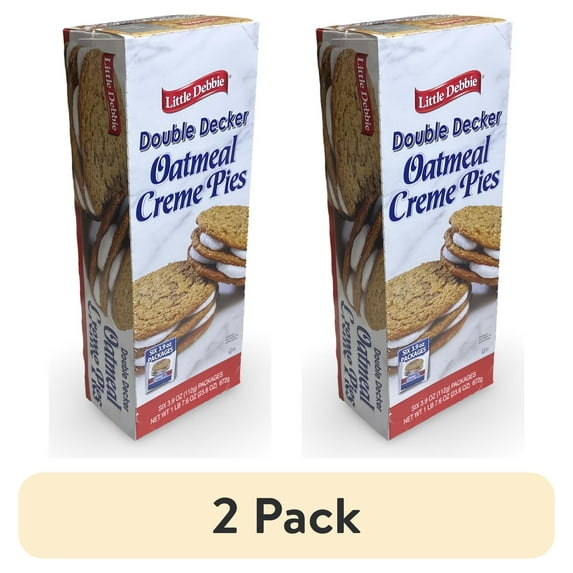 (2 pack) Little Debbie Oatmeal Double Decker Rounds, Indiv. Wrapped, 3.9 oz, 6 Pack