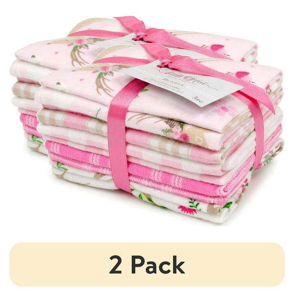 (2 pack) Little Feet Boutique Wild And Free 18" X 21" Flannel Precut 5-Piece Bundle Pink