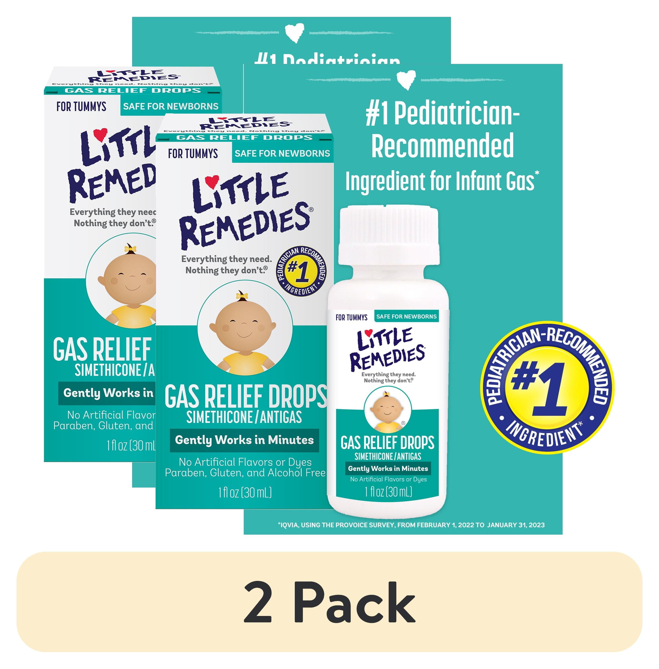 (2 pack) Little Remedies Gas Relief Drops, Natural Berry Flavor, Safe for Newborns, Children's Health 1 fl oz