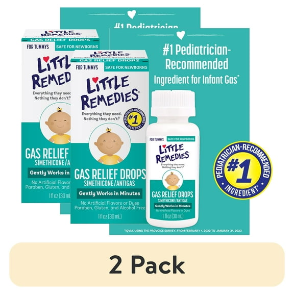 (2 pack) Little Remedies Gas Relief Drops, Natural Berry Flavor, Safe for Newborns, Children's Health 1 fl oz