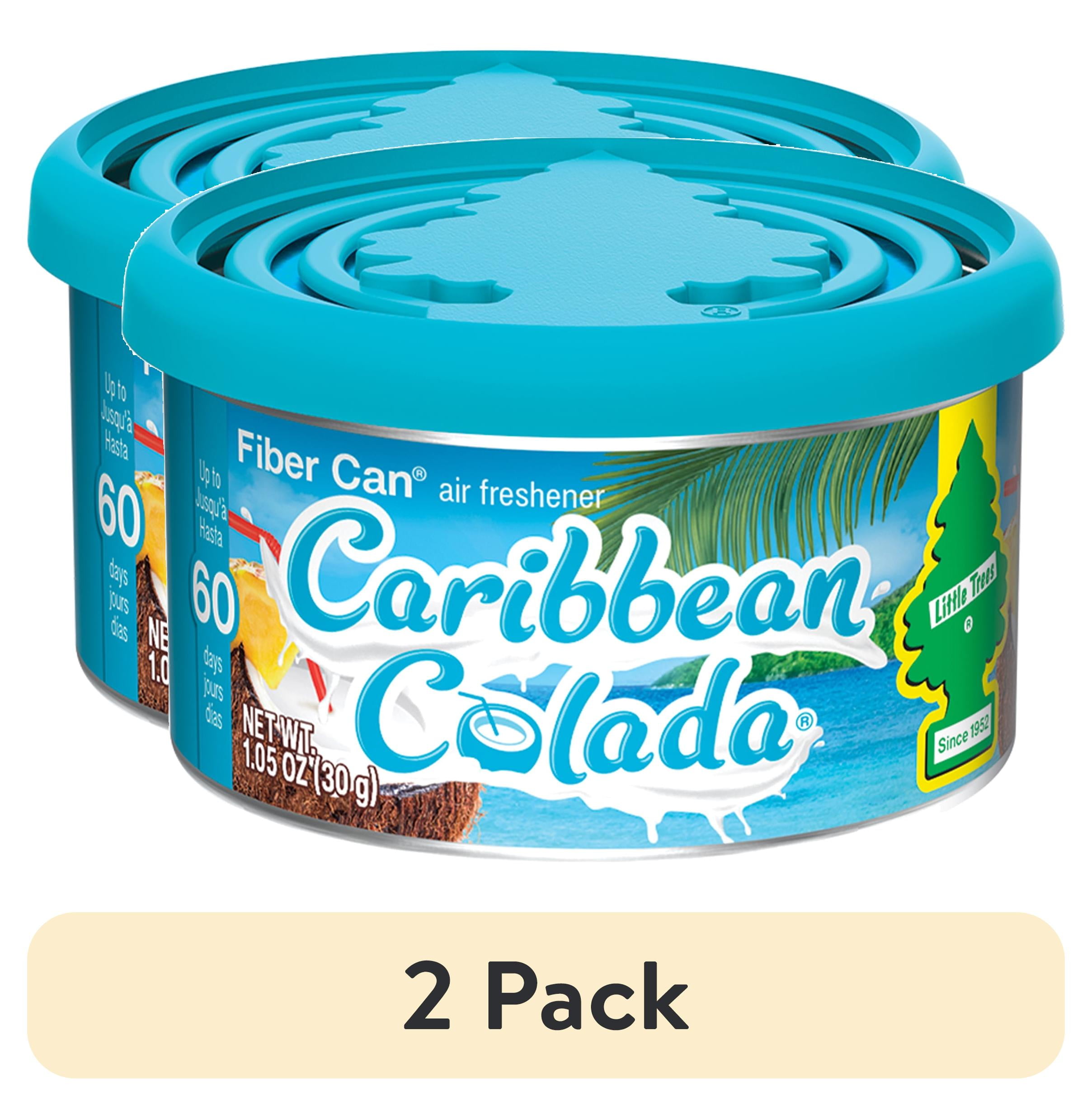 (2 pack) Little Trees Air Freshener Fiber Can Caribbean Colada 1.05 oz