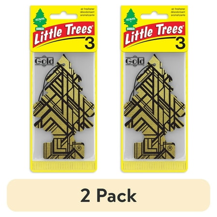 (2 pack) Little Trees Air Freshener Gold Fragrance 3-Pack