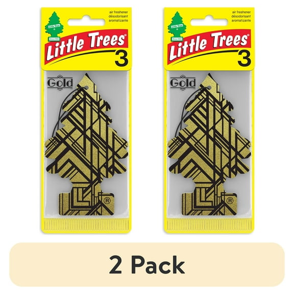 (2 pack) Little Trees Air Freshener Gold Fragrance 3-Pack