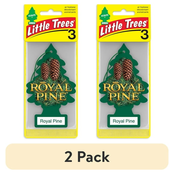 (2 pack) Little Trees Air Freshener Royal Pine Fragrance 3-Pack
