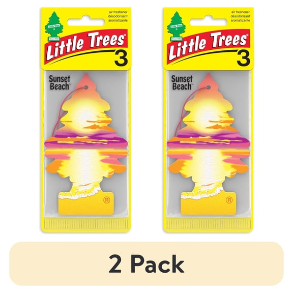 (2 pack) Little Trees Air Freshener Sunset Beach Fragrance 3-Pack