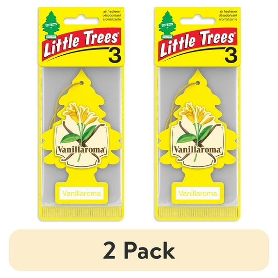 (2 pack) Little Trees Air Freshener Vanillaroma Fragrance 3-Pack