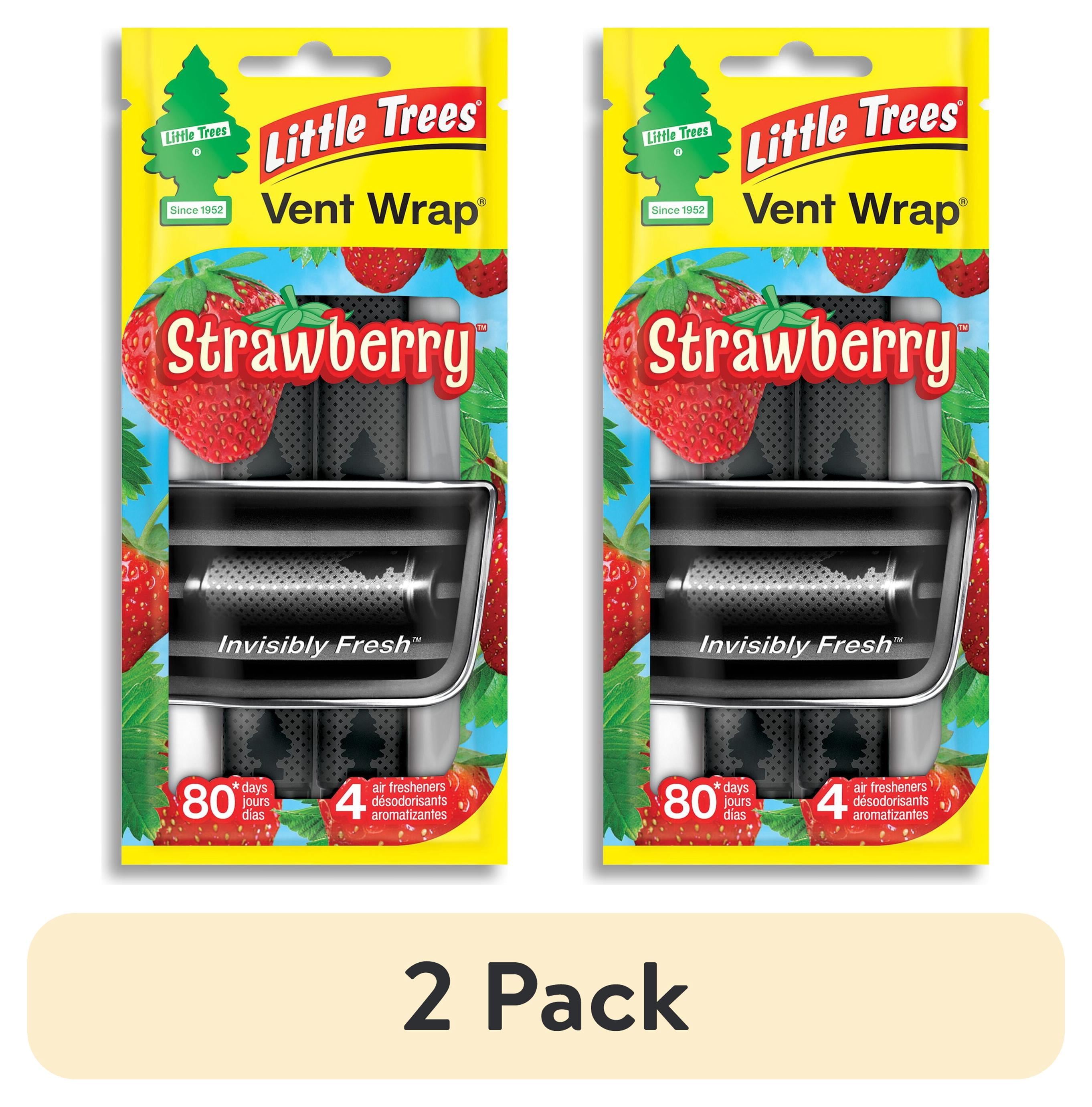 (2 pack) Little Trees Air Freshener Vent Wrap Strawberry Fragrance 4-Pack