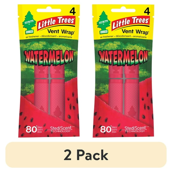 (2 pack) Little Trees Air Freshener Vent Wrap Watermelon Fragrance 4-Pack