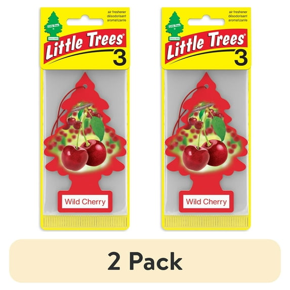 (2 pack) Little Trees Air Freshener Wild Cherry Fragrance 3-Pack