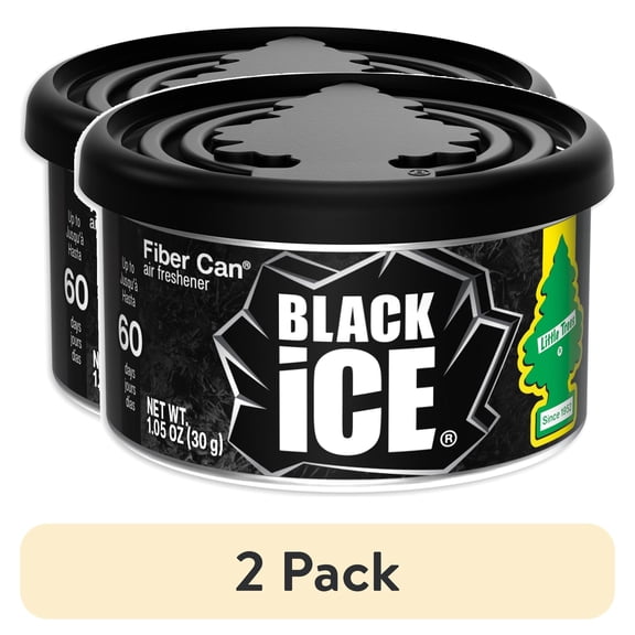 (2 pack) Little Trees Air Freshener Fiber Can Black Ice 1.05 oz