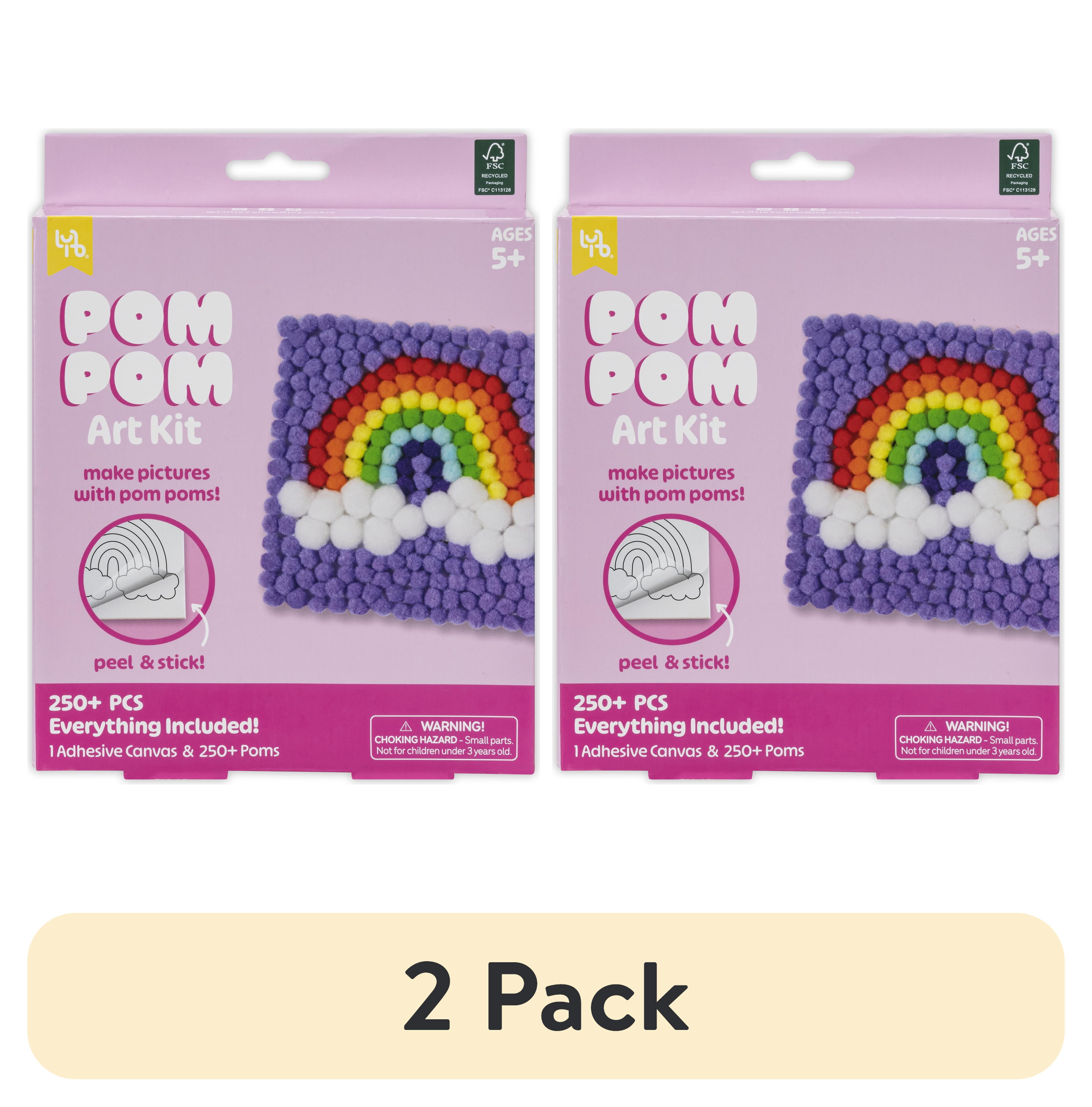 (2 pack) Little Yellow Bicycle Pom Pom Rainbow Art Kit