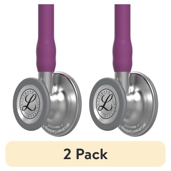 (2 pack) Littmann Cardiology IV Diagnostic Stethoscope, Standard, Plum Tube, Stainless Stem