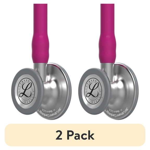 (2 pack) Littmann Cardiology IV Diagnostic Stethoscope, Standard, Raspberry Tube, Stainless Stem
