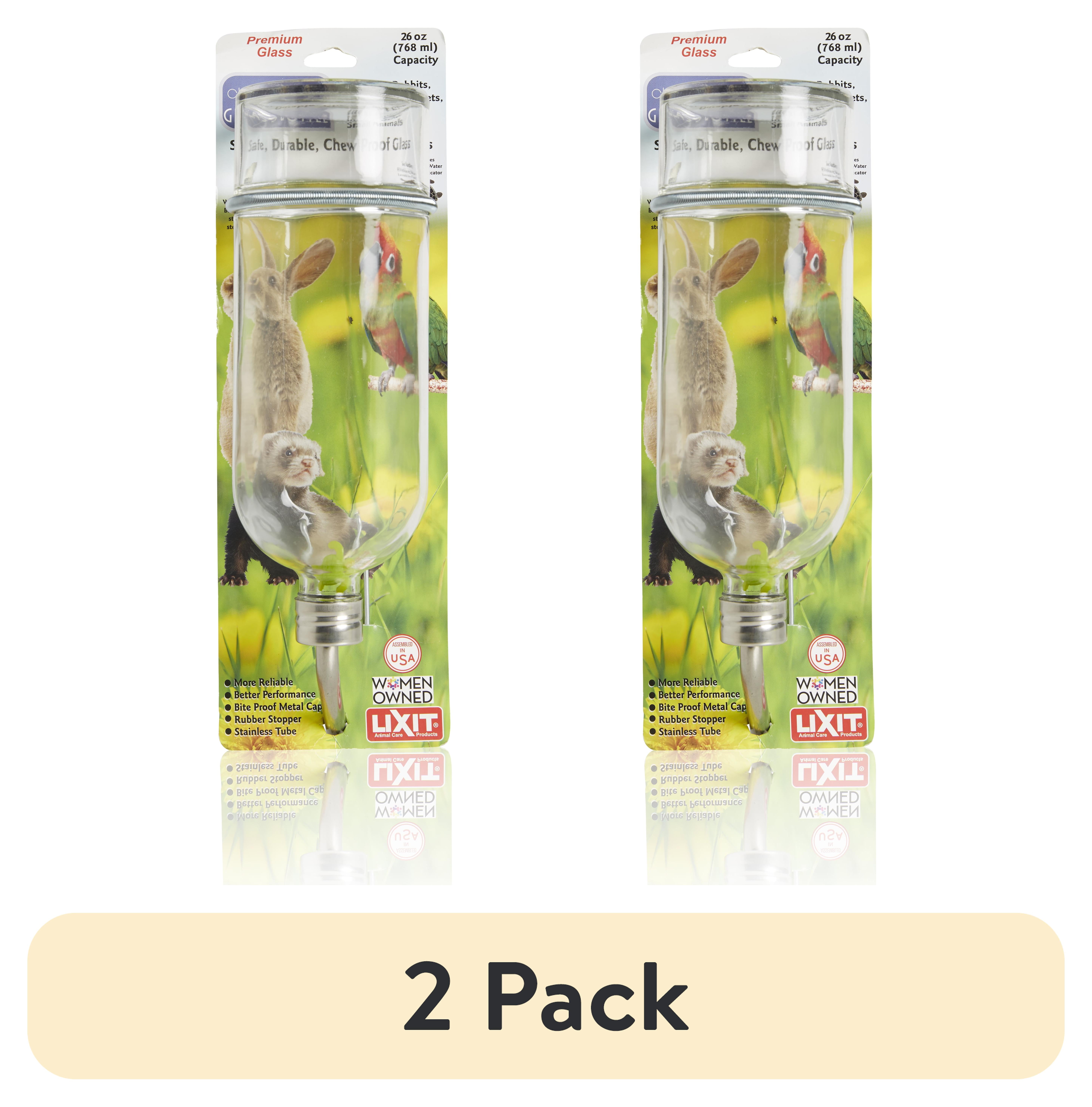 (2 pack) Lixit Glass Water Bottle for Small Animals and Birds, 26 oz