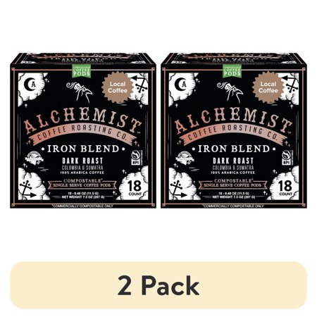 (2 pack) Local Alchemist Coffee Iron Blend, Dark Roast Coffee Keurig Cups, 18 Count