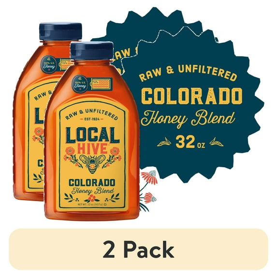 (2 pack) Local Hive, Raw & Unfiltered 100% U.S. Colorado Honey Blend, 32 oz Bottle