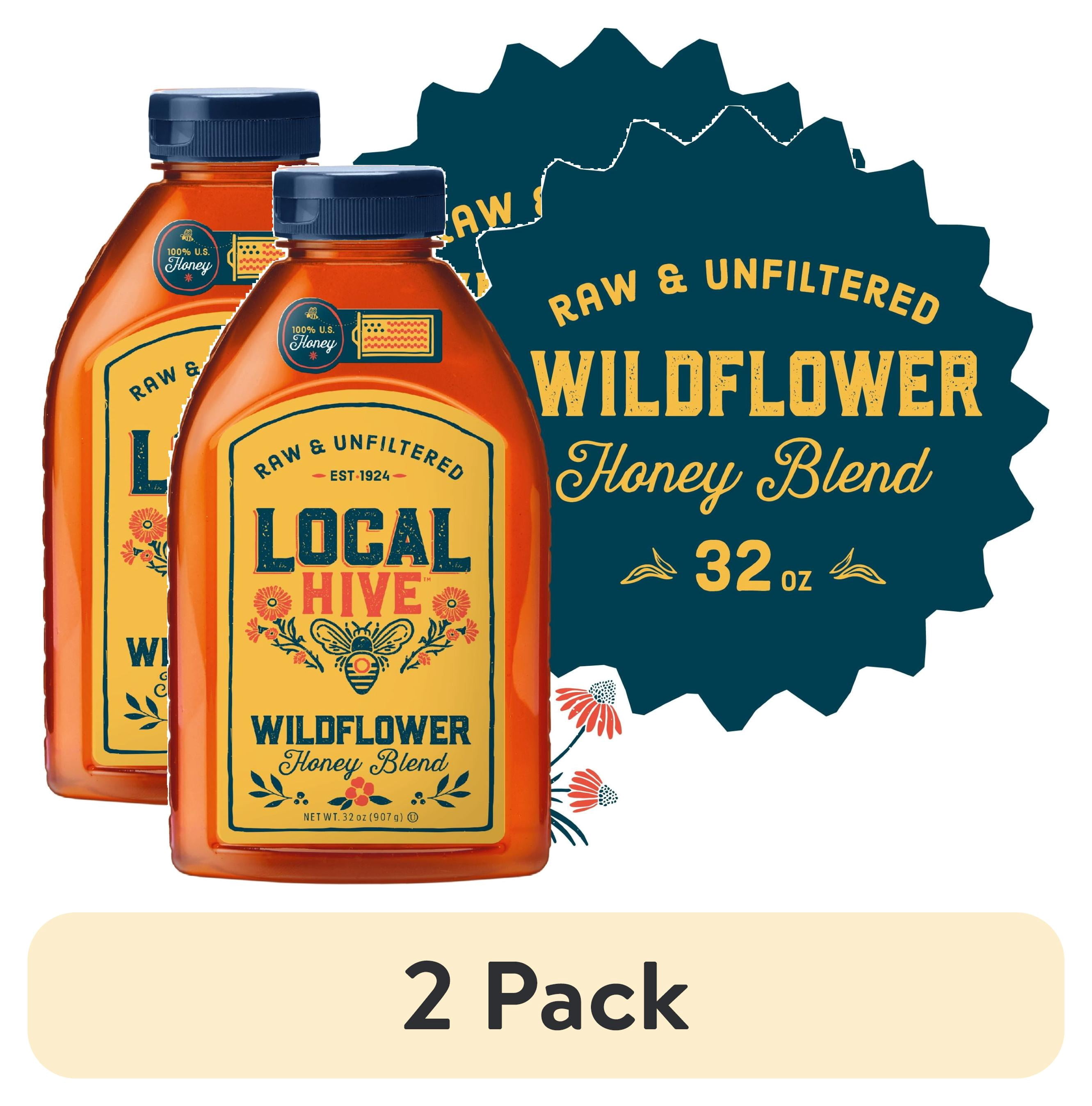(2 pack) Local Hive, Raw & Unfiltered 100% U.S. Wildflower Honey Blend, 32 oz Bottle