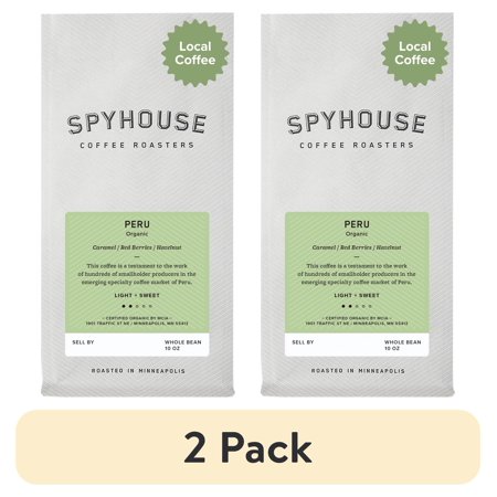 (2 pack) Local Spyhouse Coffee Roasters Peru Single Origin, Light Roast, Whole Bean Coffee, 10oz
